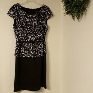 NWT Connected Apparel Black and White Peplum Dress